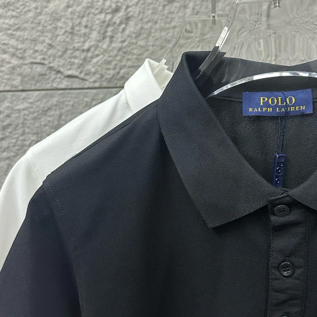 P150 Ralph Lauren POLO 2025 spring and summer new style, simple logo small embroidery pique fabric, short-sleeved polo, same style for men and women Size: M L XL 2XL 3XL Color: black white